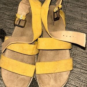 Yellow Suede Sandals with Buckle